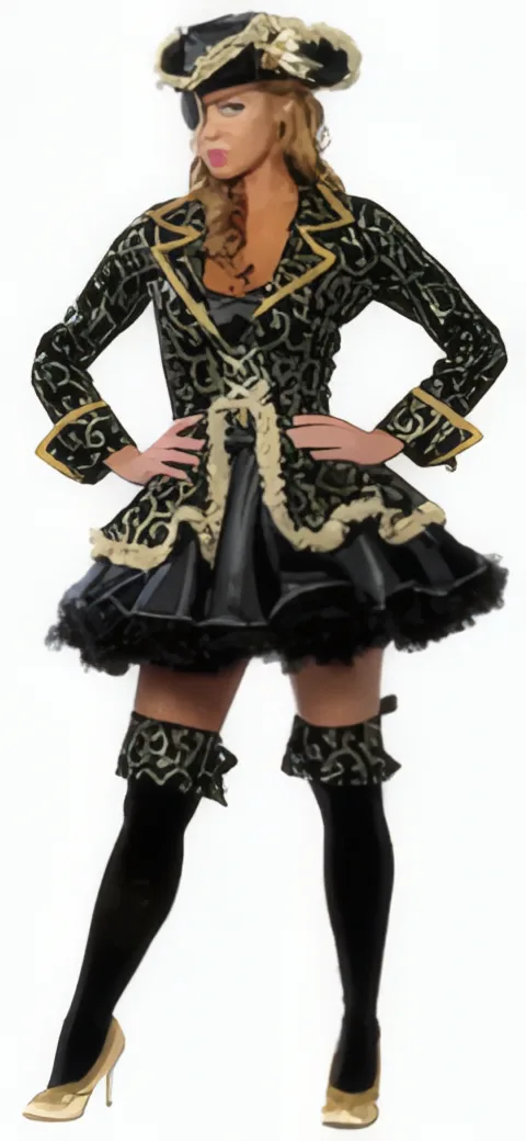 Disfraz de Pirata Negro y Dorado